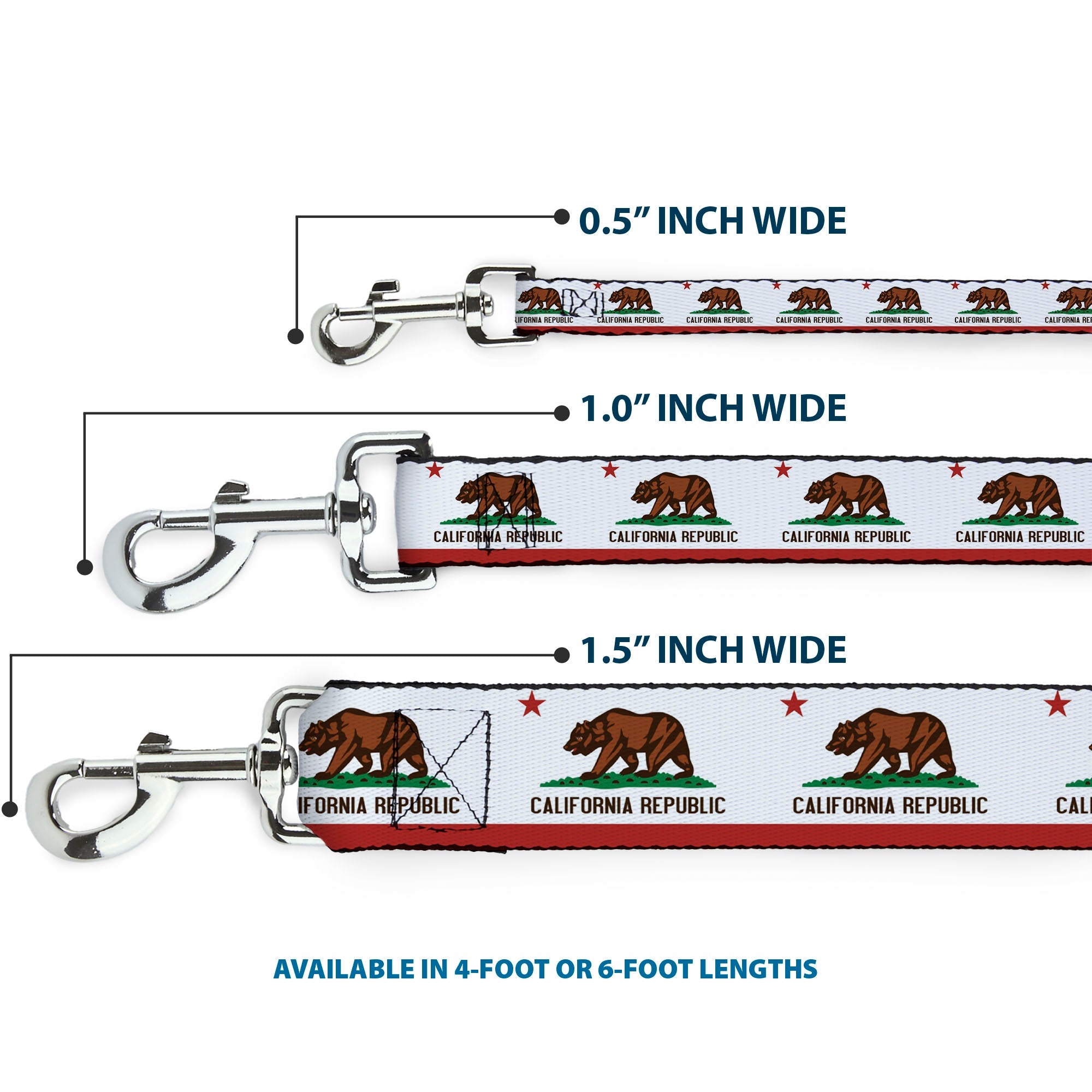 Dog Leash - California State Flag White