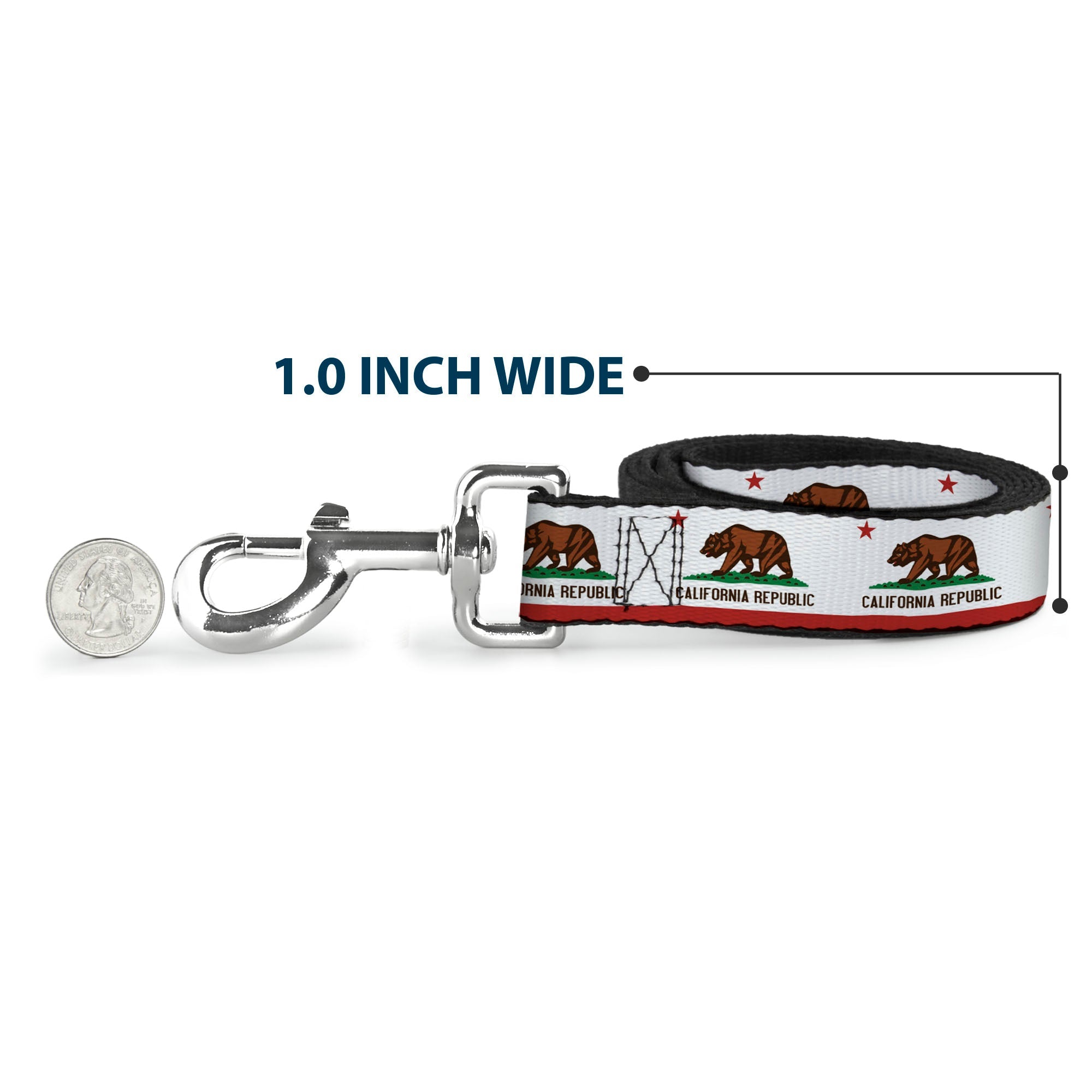 Dog Leash - California State Flag White