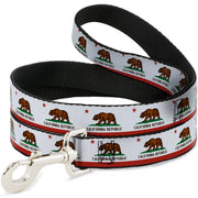Dog Leash - California State Flag White