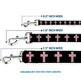Load image into Gallery viewer, Dog Leash - Cross Repeat Black/Leopard Brown/Pink Outline
