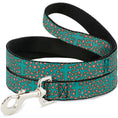 Load image into Gallery viewer, Dog Leash - Cross Repeat Leopard Turquoise/Pink
