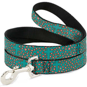 Dog Leash - Cross Repeat Leopard Turquoise/Pink