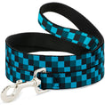 Load image into Gallery viewer, Dog Leash - Checker Trio Baby Blue/Black/Turquoise
