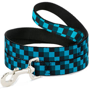 Dog Leash - Checker Trio Baby Blue/Black/Turquoise