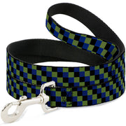 Dog Leash - Checker Trio Green/Black/Blue