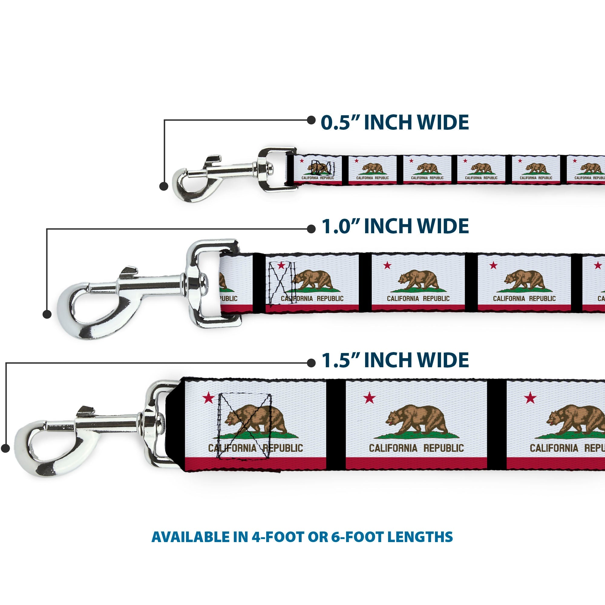 Dog Leash - California Flag Repeat/Black