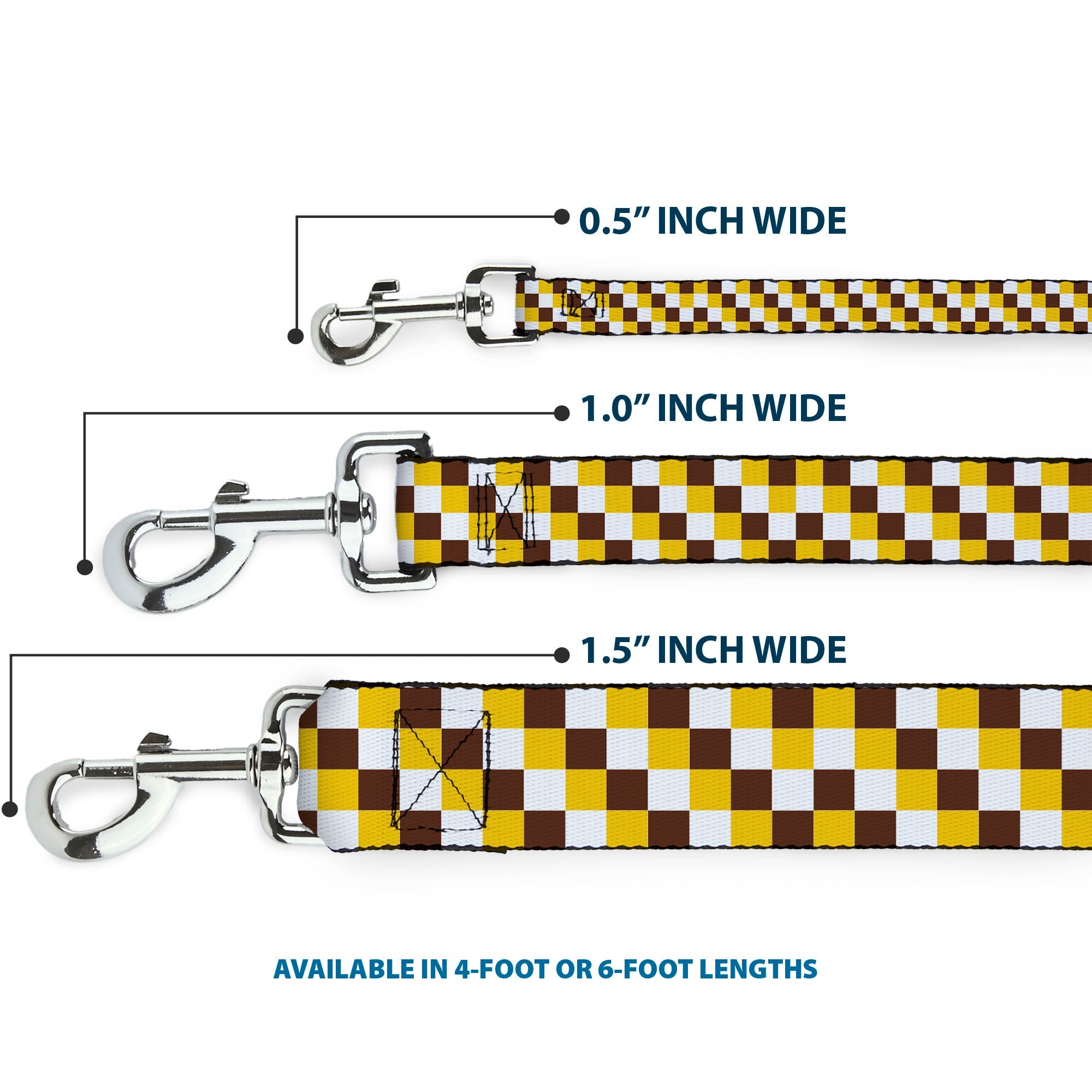 Dog Leash - Checker White/Gold/Brown