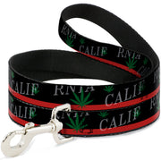 Dog Leash - CALIFORNIA/Pot Leaf Black/Red/Green/White