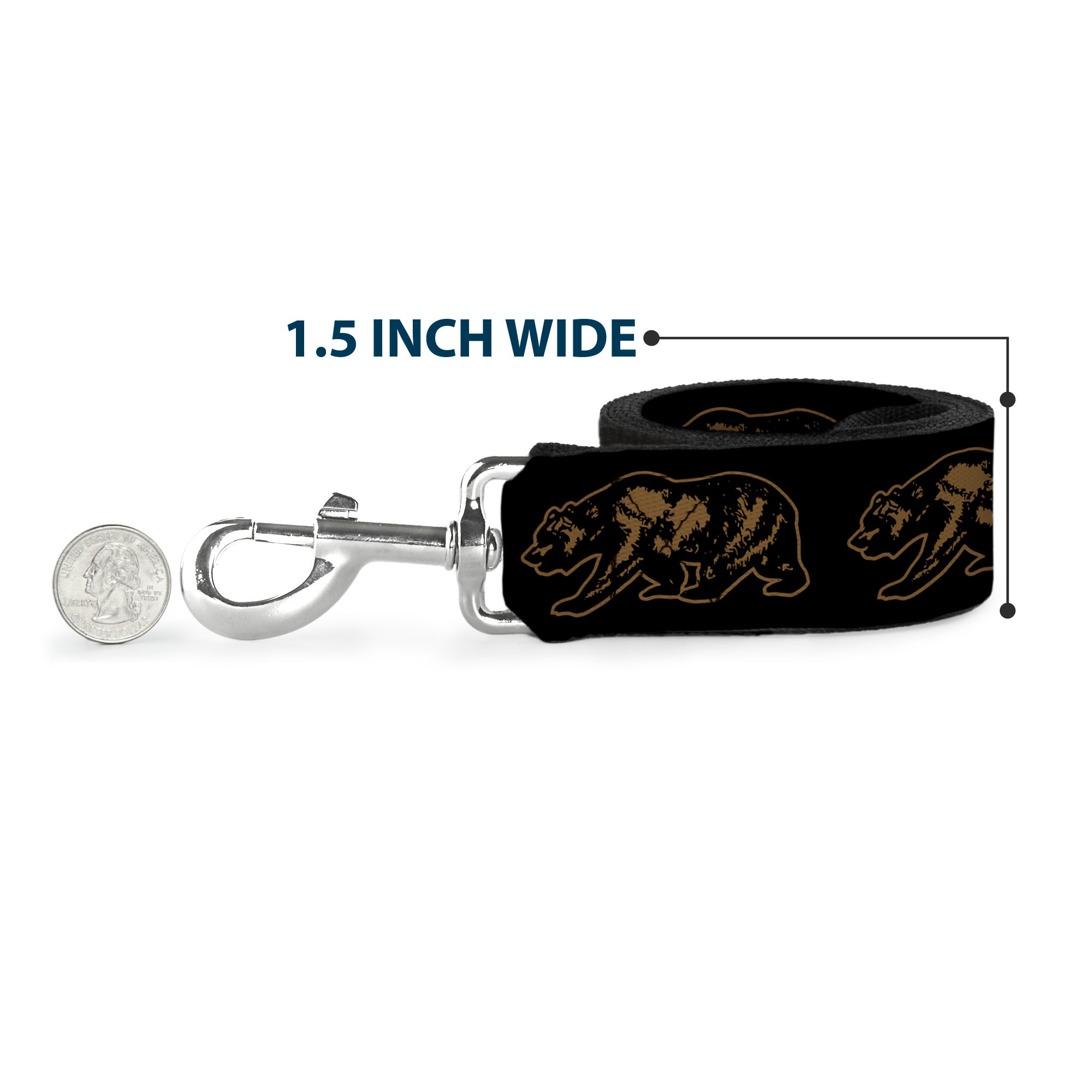 Dog Leash - California Grizzly Bear Outline Black/Brown