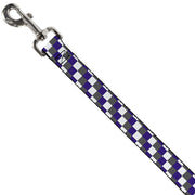 Dog Leash - Checker Gray/Purple/White