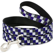Dog Leash - Checker Gray/Purple/White