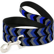 Dog Leash - Chevron Blue/Black/Gray