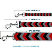 Dog Leash - Chevron Red/Black/Gray