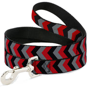 Dog Leash - Chevron Red/Black/Gray