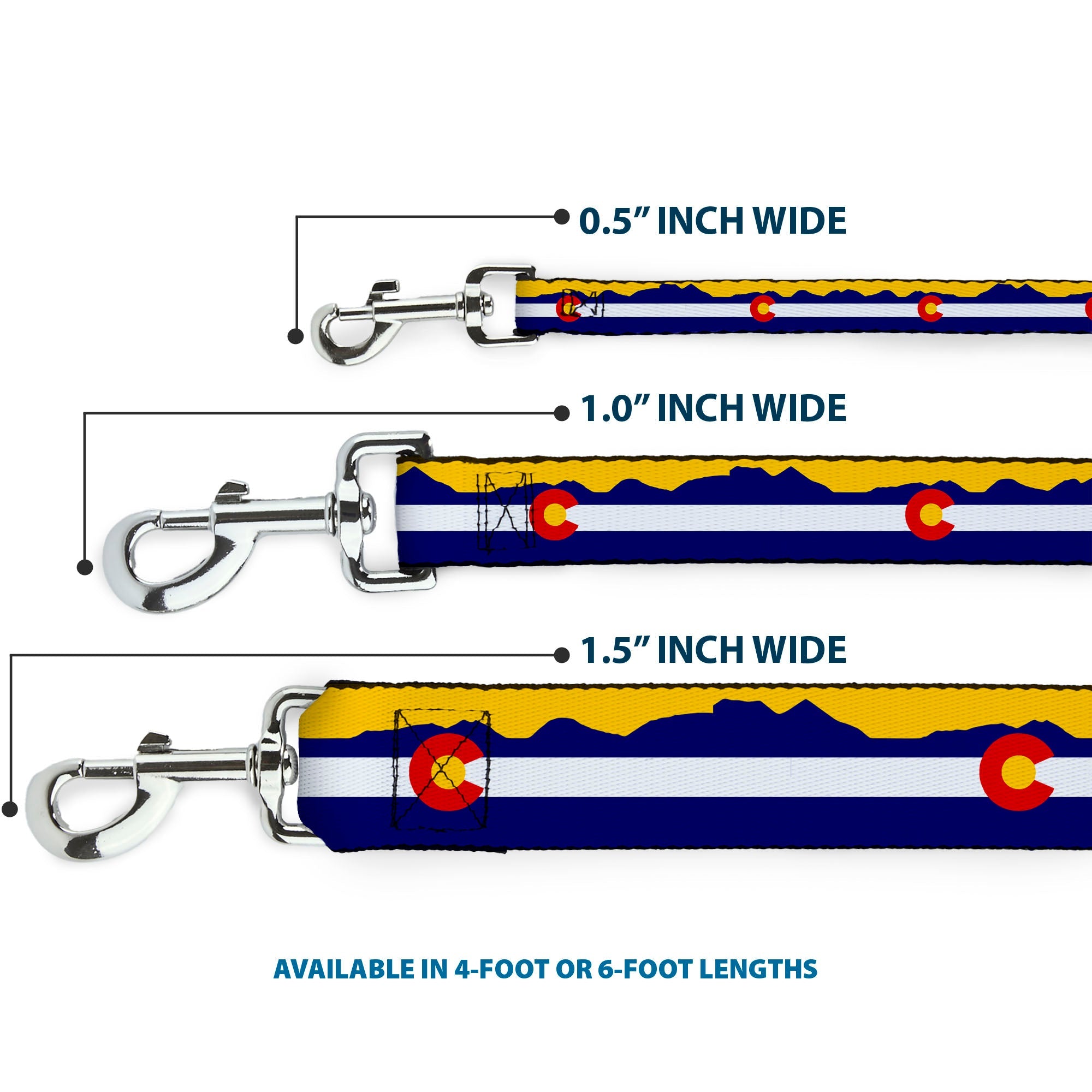 Dog Leash - Colorado Flag/Mountain Silhouette Yellow