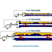 Dog Leash - Colorado Flag/Mountain Silhouette Yellow