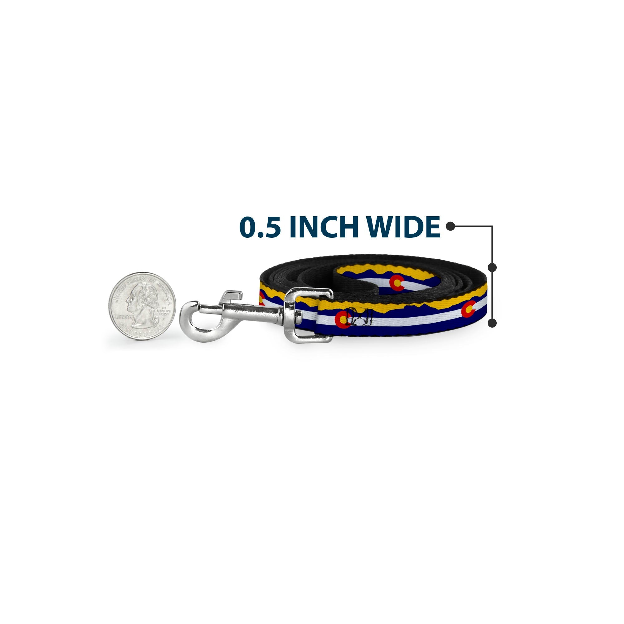 Dog Leash - Colorado Flag/Mountain Silhouette Yellow