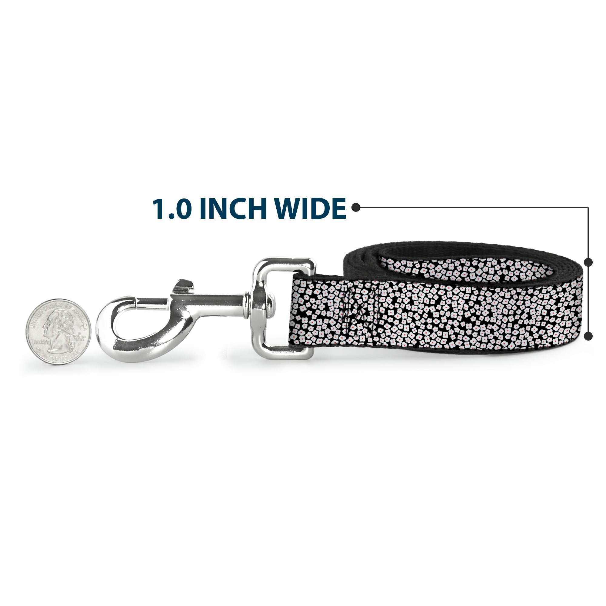 Dog Leash - Ditsy Floral Black/White/Red