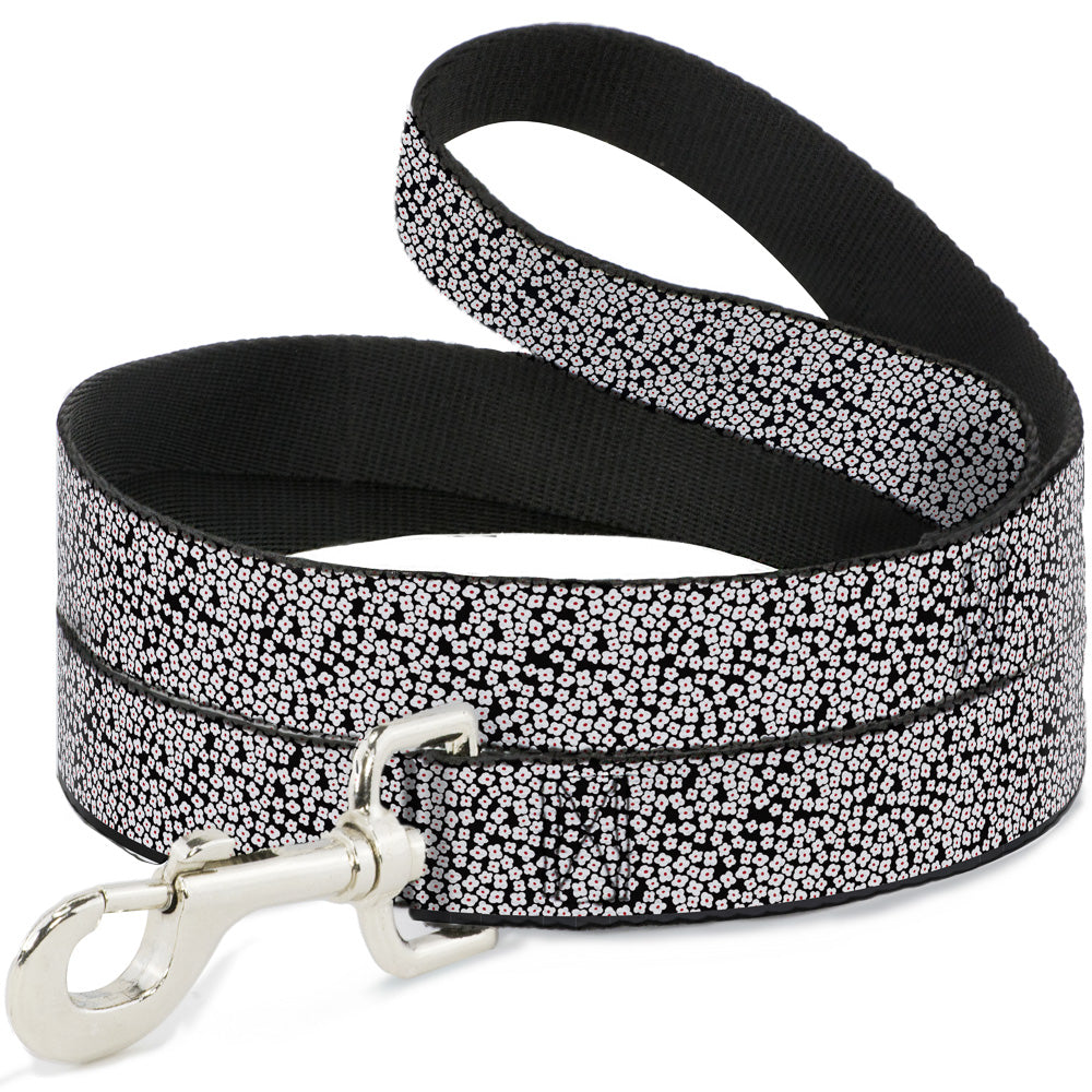 Dog Leash - Ditsy Floral Black/White/Red