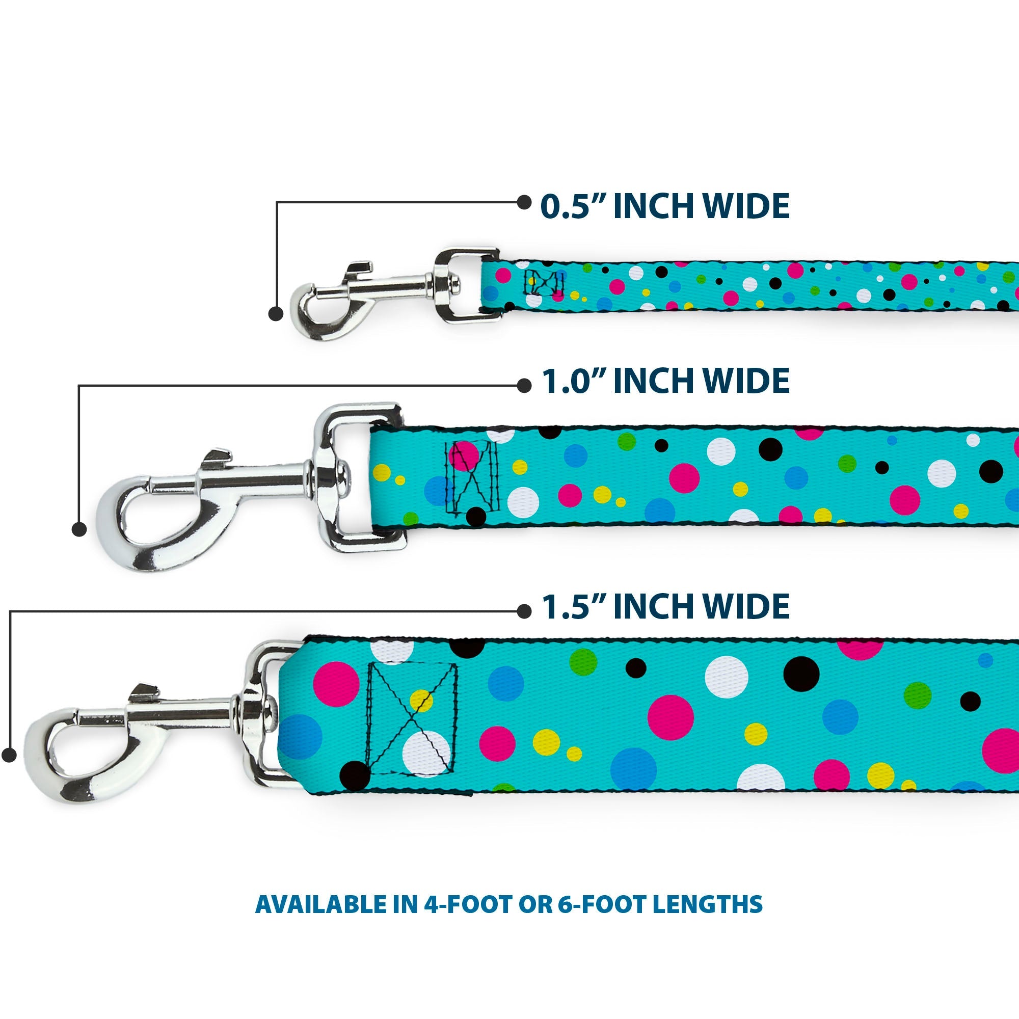 Dog Leash - Dots Seafoam Green/Multi Pastel