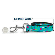 Dog Leash - Dots Seafoam Green/Multi Pastel