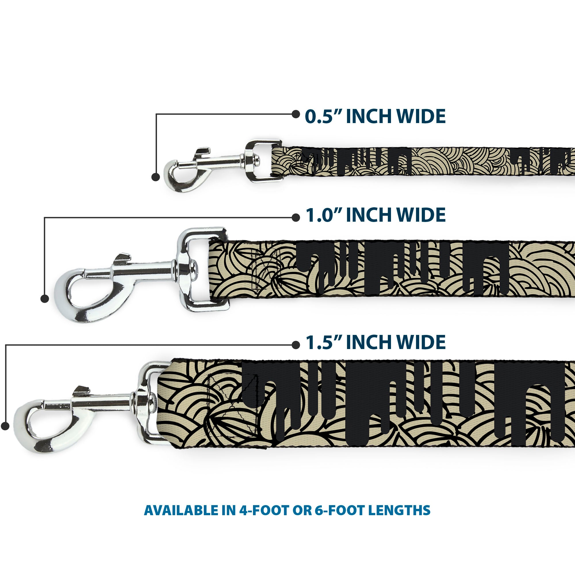 Dog Leash - Doodle1/Paint Drips Cream/Black