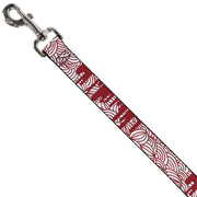 Dog Leash - Doodle1/Paint Drips White/Red