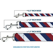 Dog Leash - Diagonal Stripe Red/White/Navy
