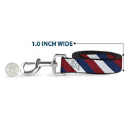 Dog Leash - Diagonal Stripe Red/White/Navy