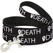 Dog Leash - DEATH/Coffin Black/White