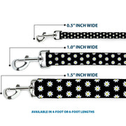 Dog Leash - Daisies Scattered Black/White/Yellow