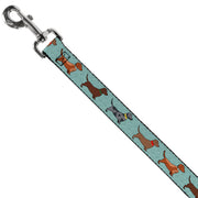 Dog Leash - Dachshund 4-Dogs/Paws Aquas