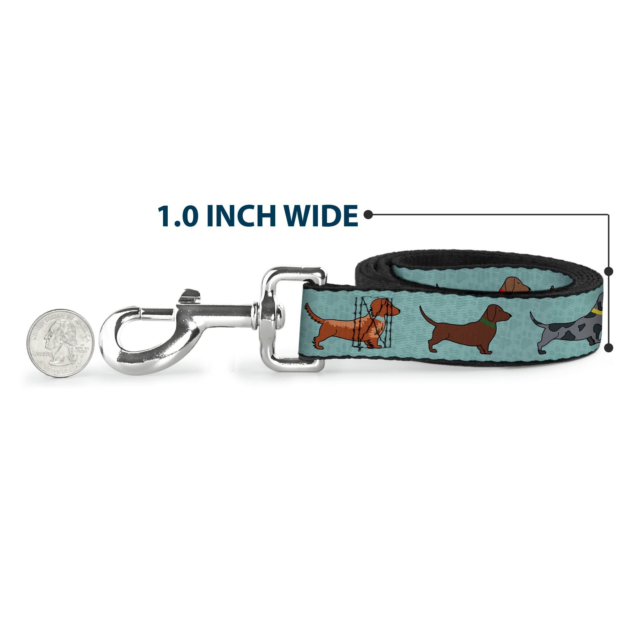 Dog Leash - Dachshund 4-Dogs/Paws Aquas