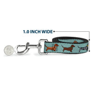 Dog Leash - Dachshund 4-Dogs/Paws Aquas