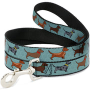 Dog Leash - Dachshund 4-Dogs/Paws Aquas