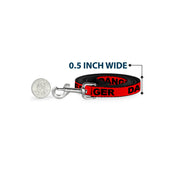 Dog Leash - DANGER Text Red/Black