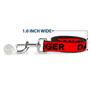 Dog Leash - DANGER Text Red/Black