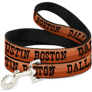 Dog Leash - Dallas-Raleigh-Tennessee-Austin-Boston Stripes Browns/Black