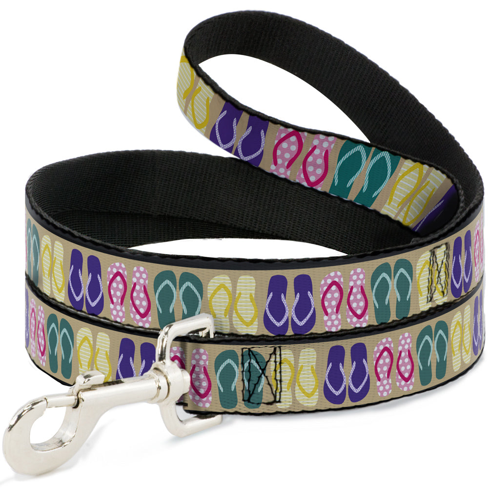 Dog Leash - Flip Flops5 CLOSE-UP Sand/Multi Color