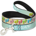 Load image into Gallery viewer, Southlake Paws dog leash featuring a tan, aqua, and white design with colorful flip flops and "LIFE'S A BEACH" text.

