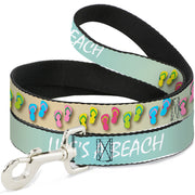 Dog Leash - Flip Flops7 LIFE'S A BEACH Tan/Aqua/White