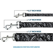 Dog Leash - Floral Paisley3 Black/White