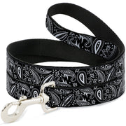Dog Leash - Floral Paisley3 Black/White