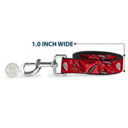 Dog Leash - Floral Paisley3 Red/Black/Gray/White