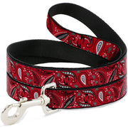 Dog Leash - Floral Paisley3 Red/Black/Gray/White