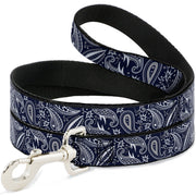 Dog Leash - Floral Paisley3 Blue/White/Gray