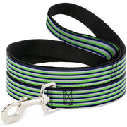 Dog Leash - Fine Stripes White/Neon Green/Navy