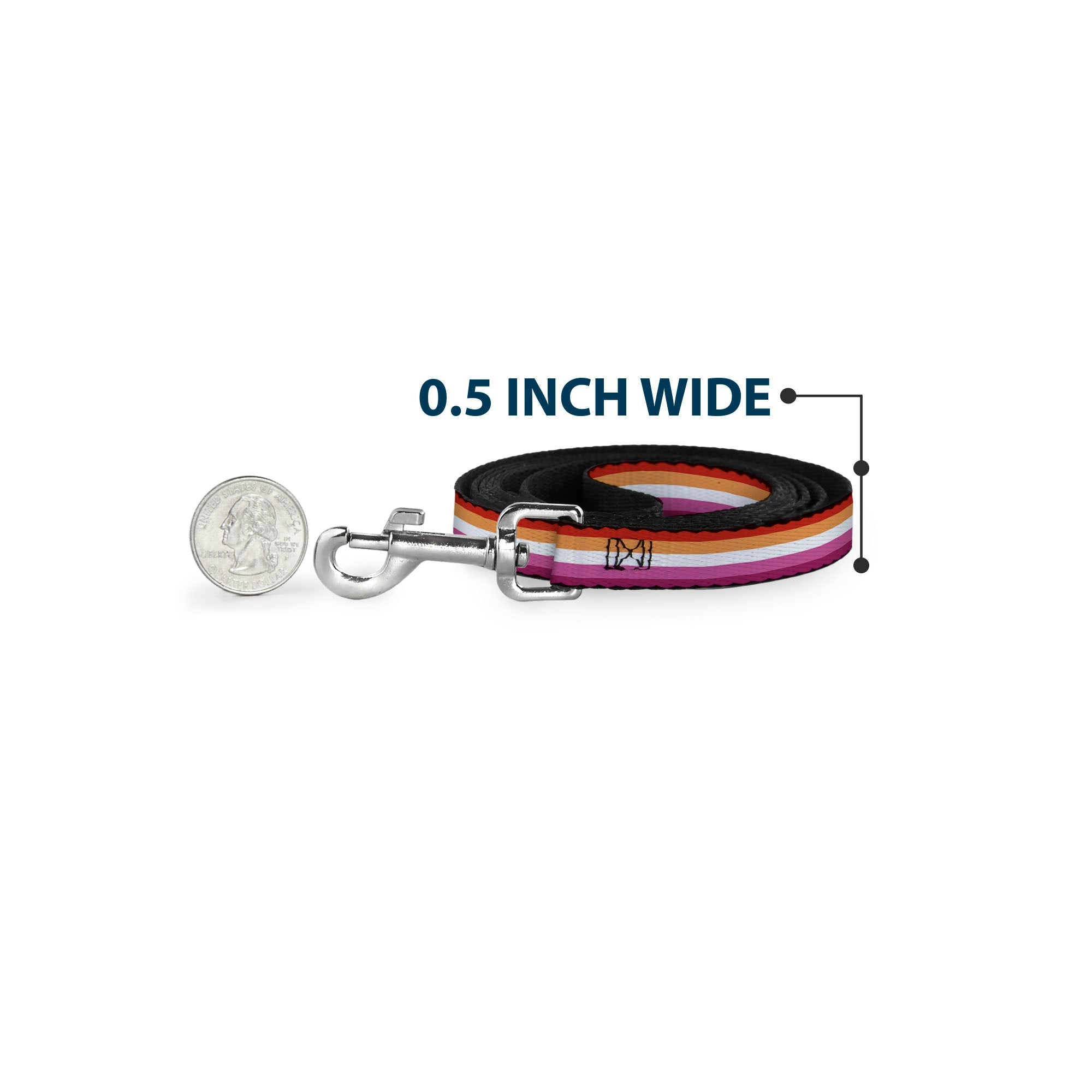 Dog Leash - Flag Lesbian Five Stripe Oranges/White/Pinks