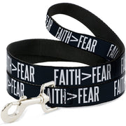 Dog Leash - FAITH Greater Than FEAR Navy Blue/White