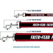 Dog Leash - FAITH Greater Than FEAR Stripe Red/Black/White